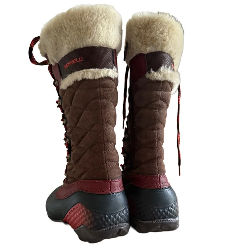 Authentic MERRELL Women's Red and Black Fur-Lined Boots - Picture 3 of 9